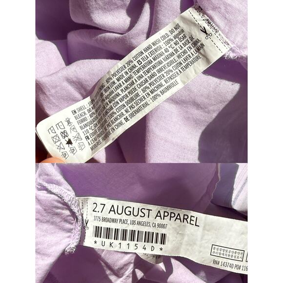 English Factory Lilac Puff Sleeve Striped Mini Dress Size M Medium - Picture 5 of 10